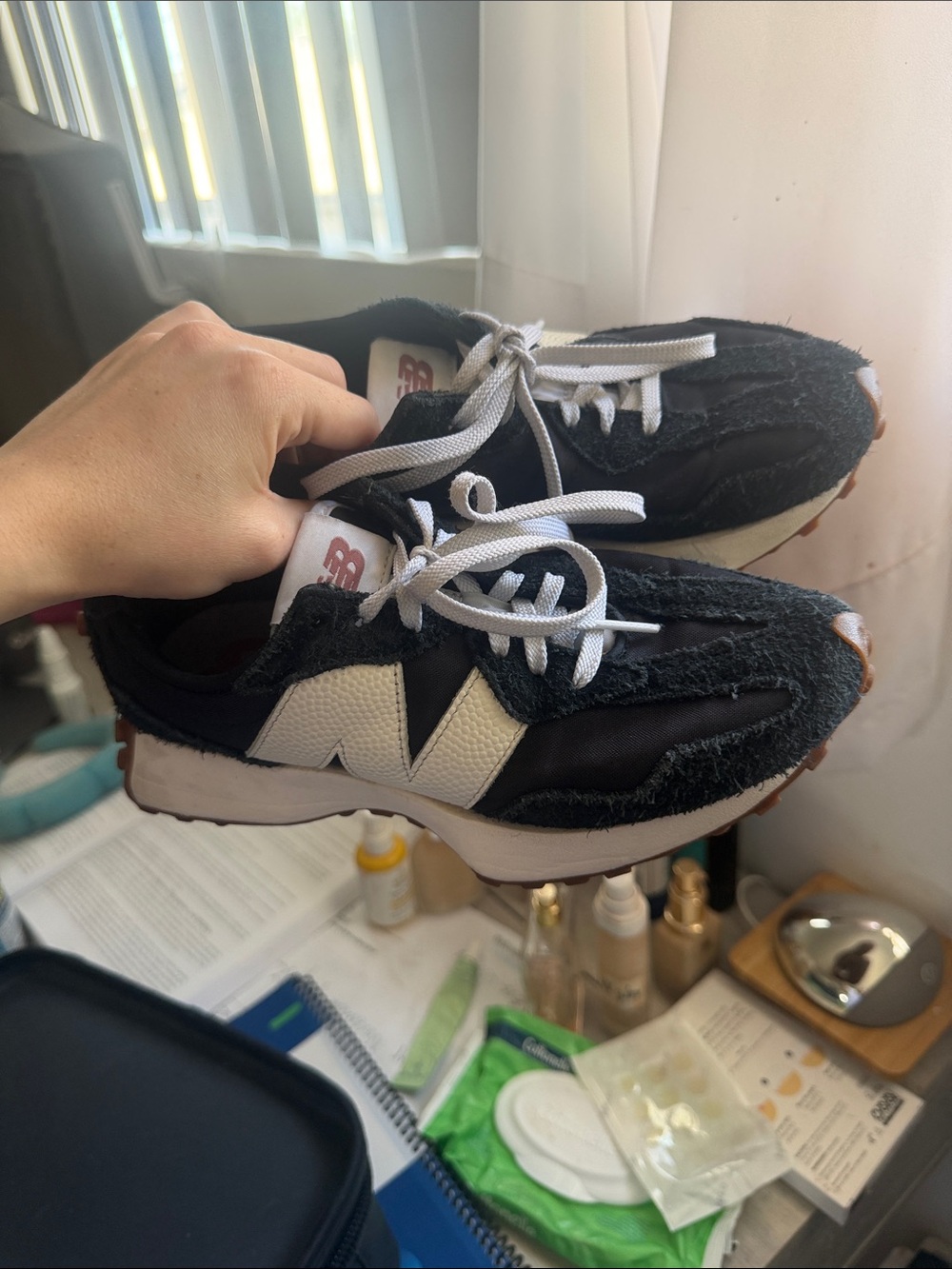 New Balance Black and White Retro-Style Sneakers